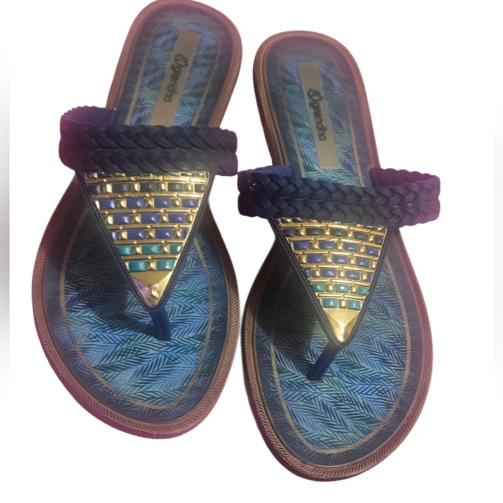 Grendha Size 9 Thong Flip Flop Embellished Sandals